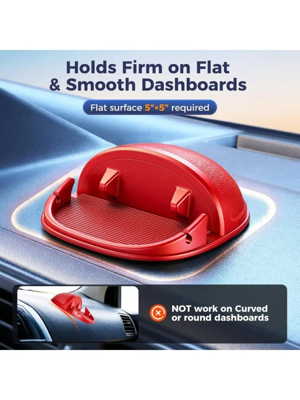 Universal Car Phone Holder & Mount - Silicone Dashboard Pad for iPhone, Samsung